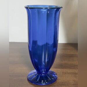 Vintage Anchor Hocking Cobalt Blue Soda Fountain Malt Shaker Glass w/ Silver Top
